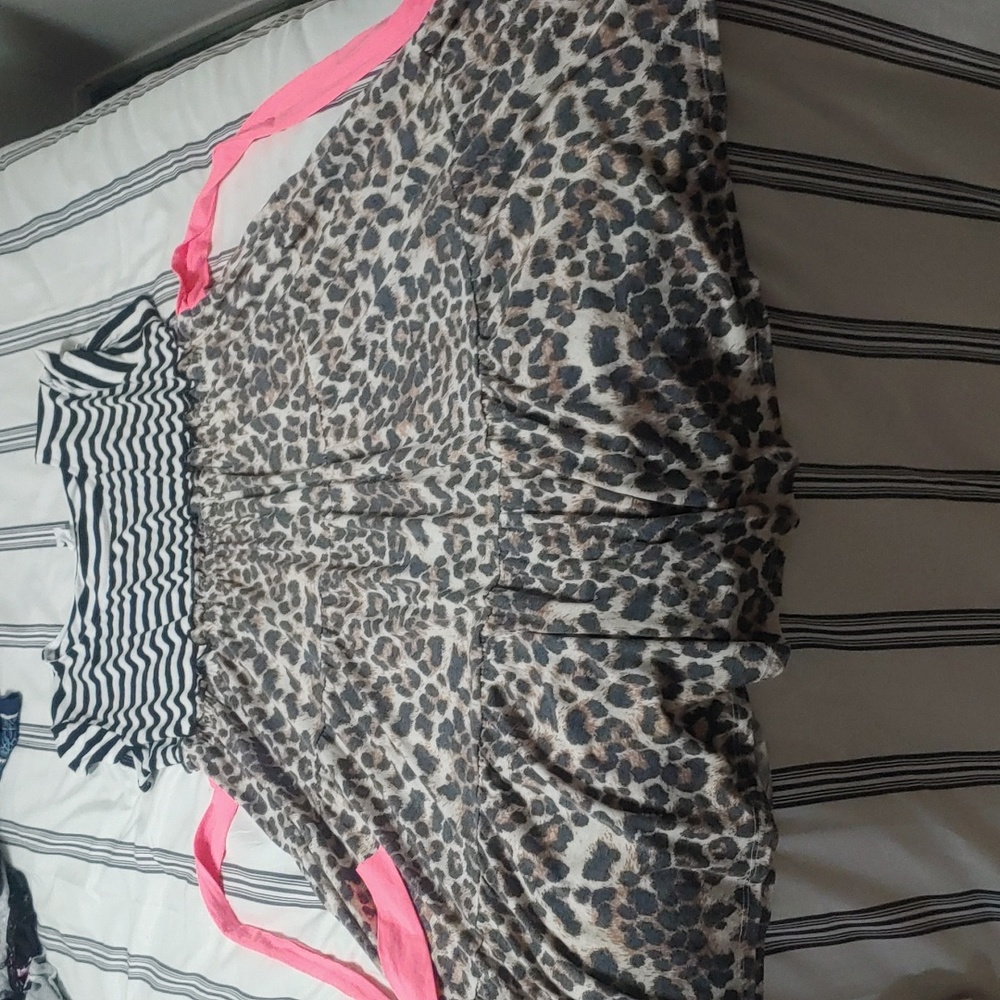 Striped and animal print plus size dress